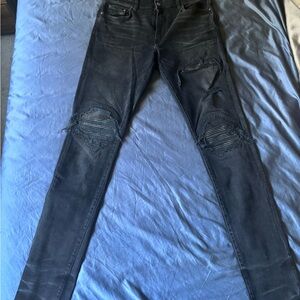 AMIRI MX1 Faded Black Distressed Skinny Jeans